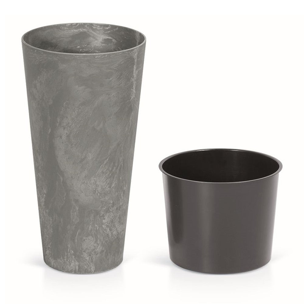 Prosperplast Tubus Slim Effect De Plástico Con Depósito En Color Cemento, 57,2 (alto) X 30 (ancho) X 30 (profundo) Cms