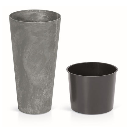 Prosperplast Tubus Slim Effect De Plástico Con Depósito En Color Cemento, 57,2 (alto) X 30 (ancho) X 30 (profundo) Cms