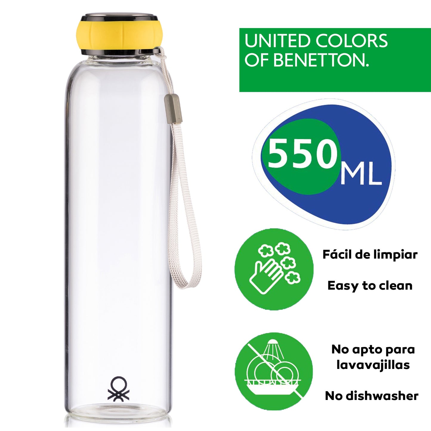 Botella Agua 550ml Borosilicato Amarillo Casa Benetton_1