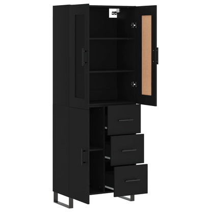 Aparador Alto Madera Contrachapada Negro 69,5x34x180 Cm_3