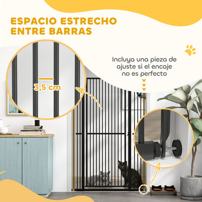 Pawhut Barrera Para Perros Con Ancho Ajustable 77-104 Cm Con Extensiones Negro_4