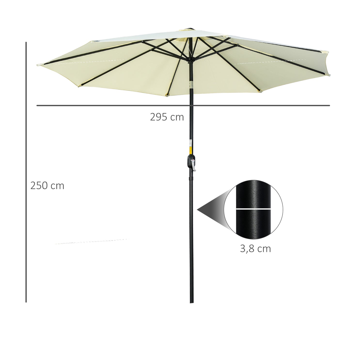 Outsunny Sombrilla De Jardín Ø295x250 Cm Con Manivela E Inclinación Beige_2