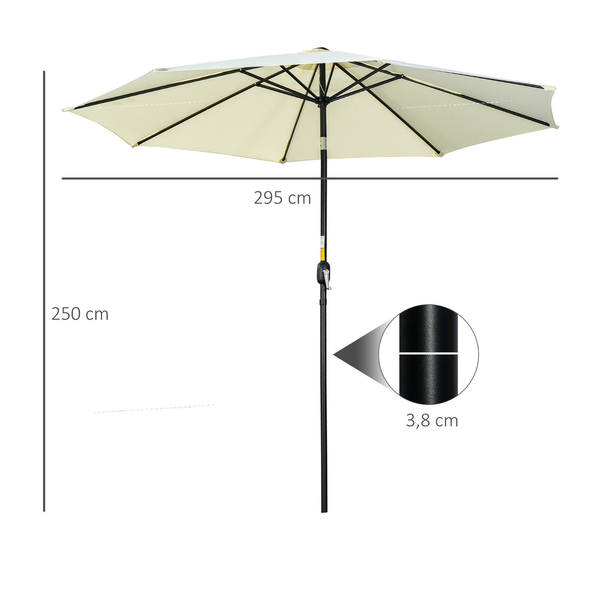 Outsunny Sombrilla De Jardín Ø295x250 Cm Con Manivela E Inclinación Beige_2
