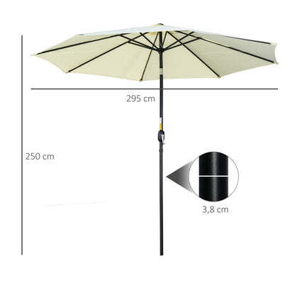 Outsunny Sombrilla De Jardín Ø295x250 Cm Con Manivela E Inclinación Beige_2