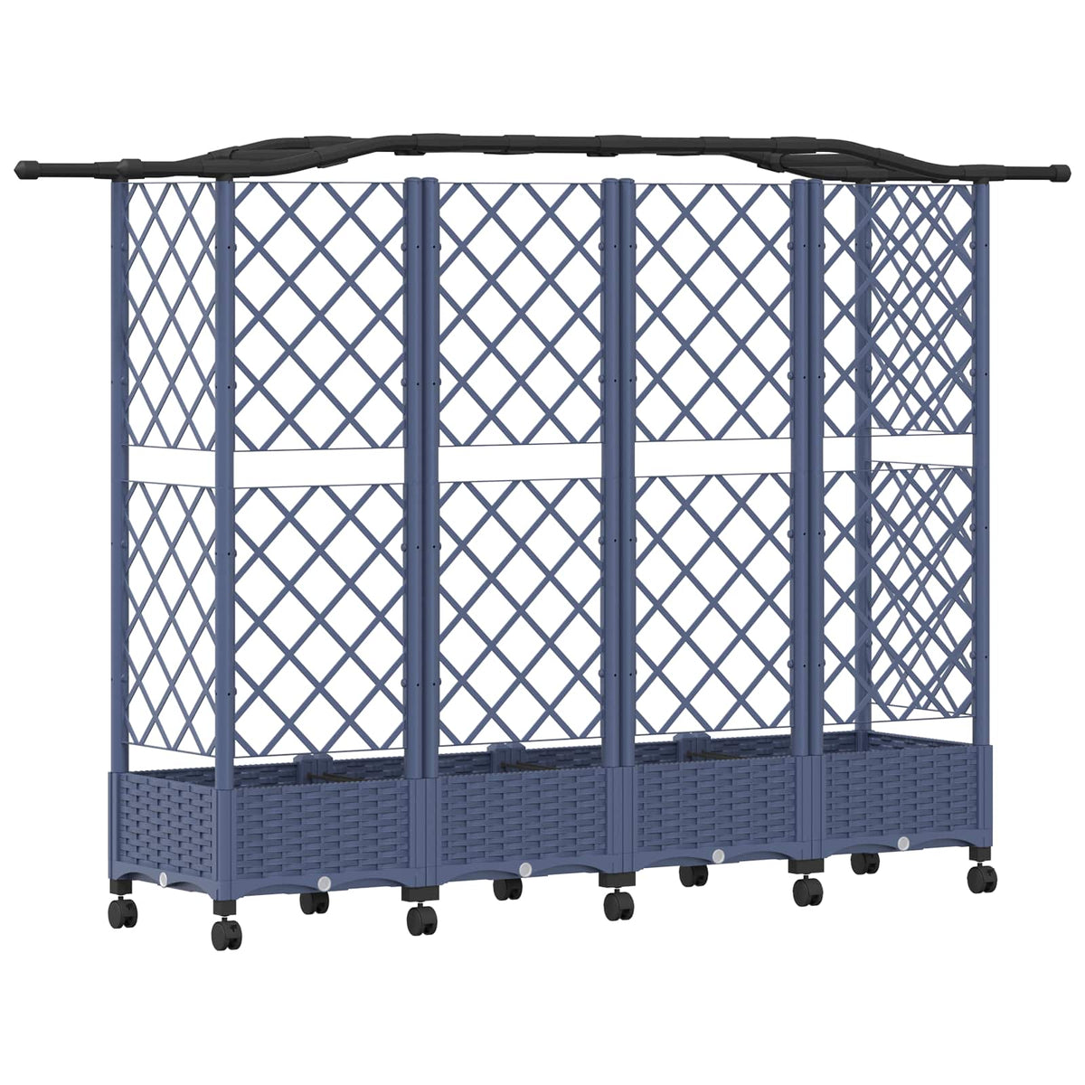 Cama Elevada Con Trellis Y Techo Gris 203,5 X 40 X 129 Cm Pp_4