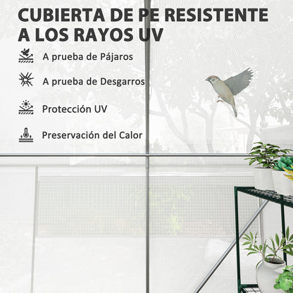 Outsunny Invernadero De Exterior 6x3x2 M Con 6 Ventanas De Malla Blanco_5