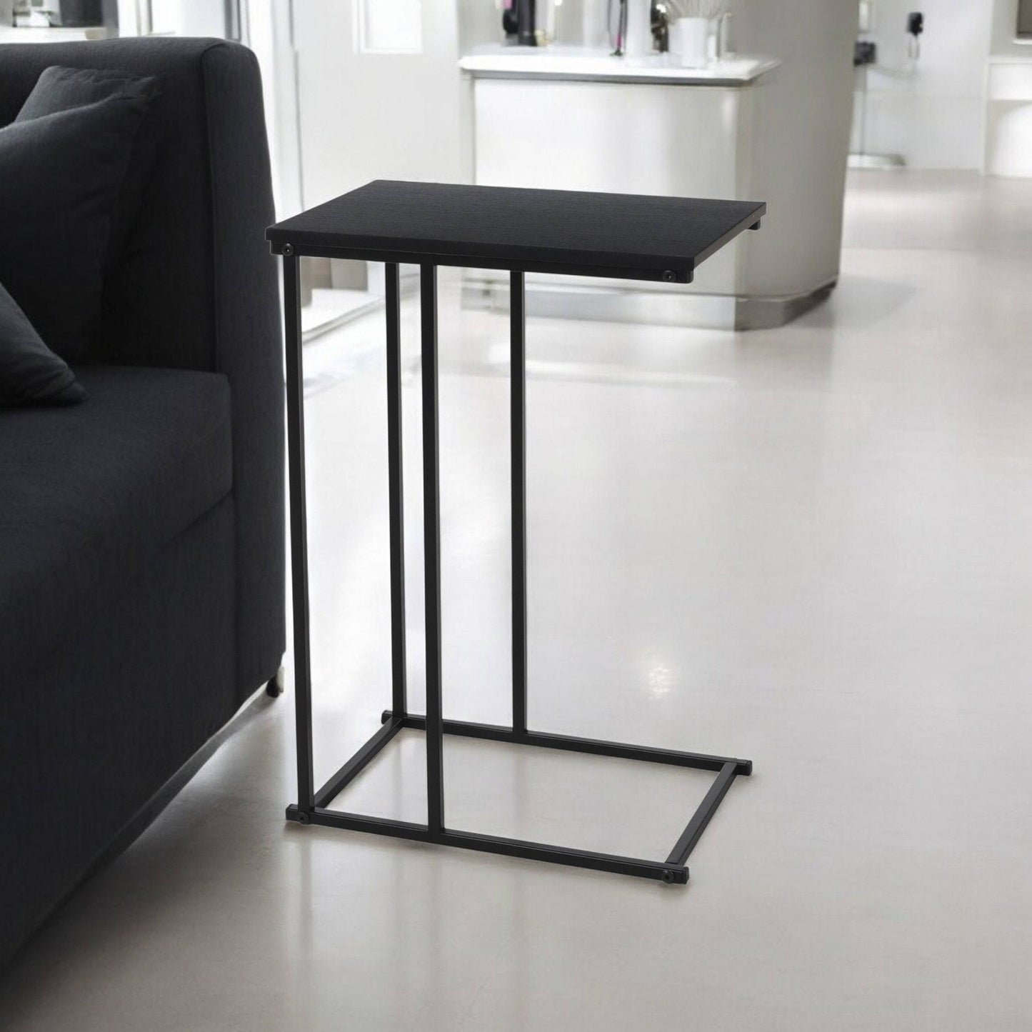 Well Home Mesa Auxiliar De Metal Con Tablero Mdf En Color Negro_3
