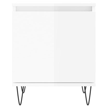 Mesita De Noche Madera De Ingeniería Blanco Brillo 40x30x50 Cm_3