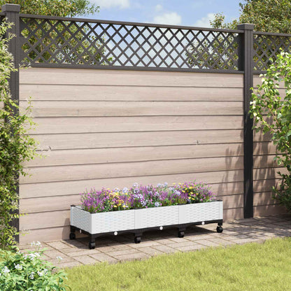 Macetero De Jardín Con Ruedas Blanco 120 X 40 X 29 Cm Pp_1