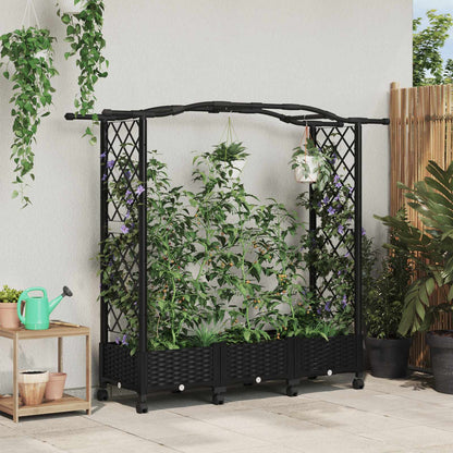 Cama Elevada Con Trellis Y Techo Negro 169 X 40 X 129 Cm Pp_1