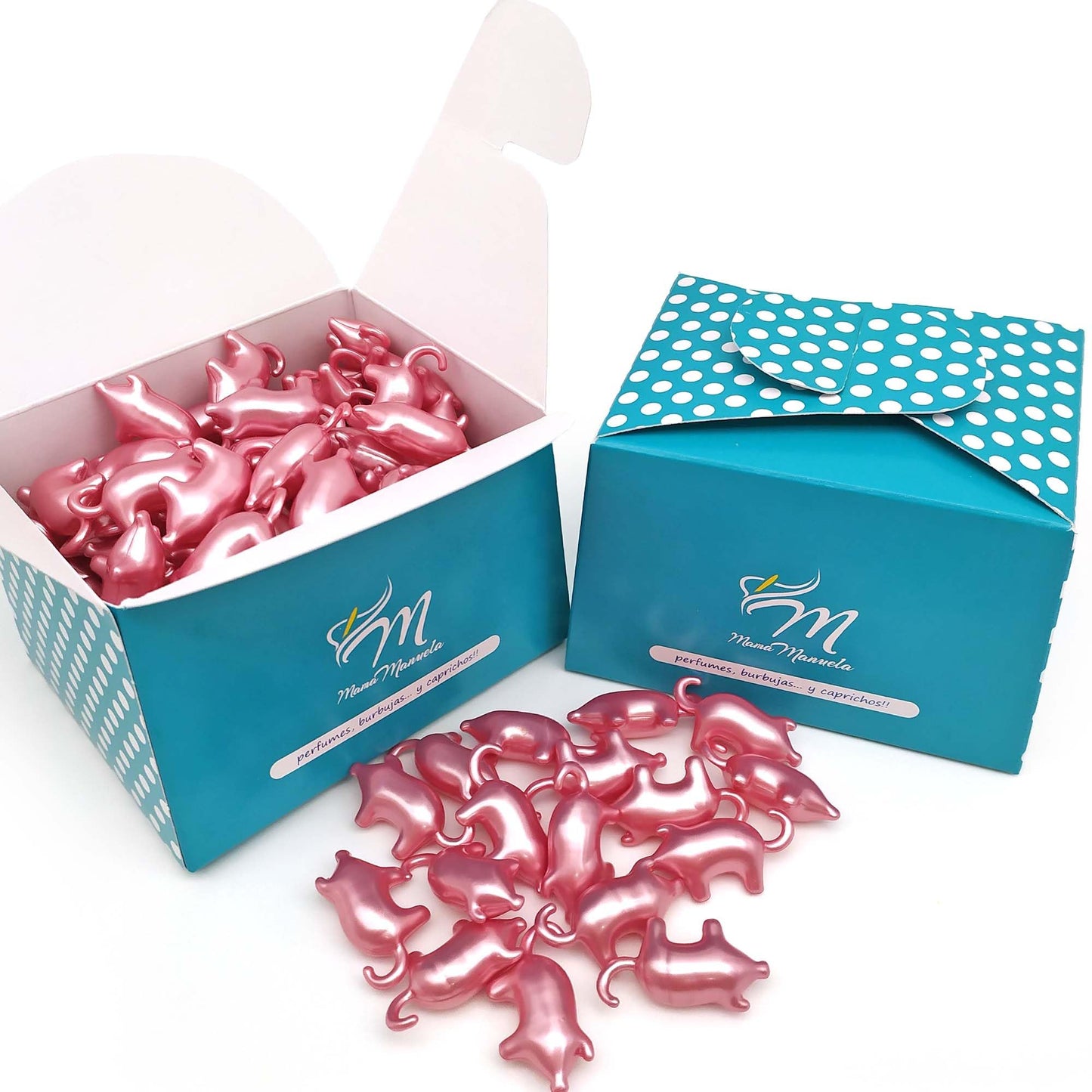 Caja 70 Perlas De Baño Con Aroma A Rosas - Con Aceite De Soja - Hidrata, Suaviza Y Perfuma La Piel - Forma Cerdito_0