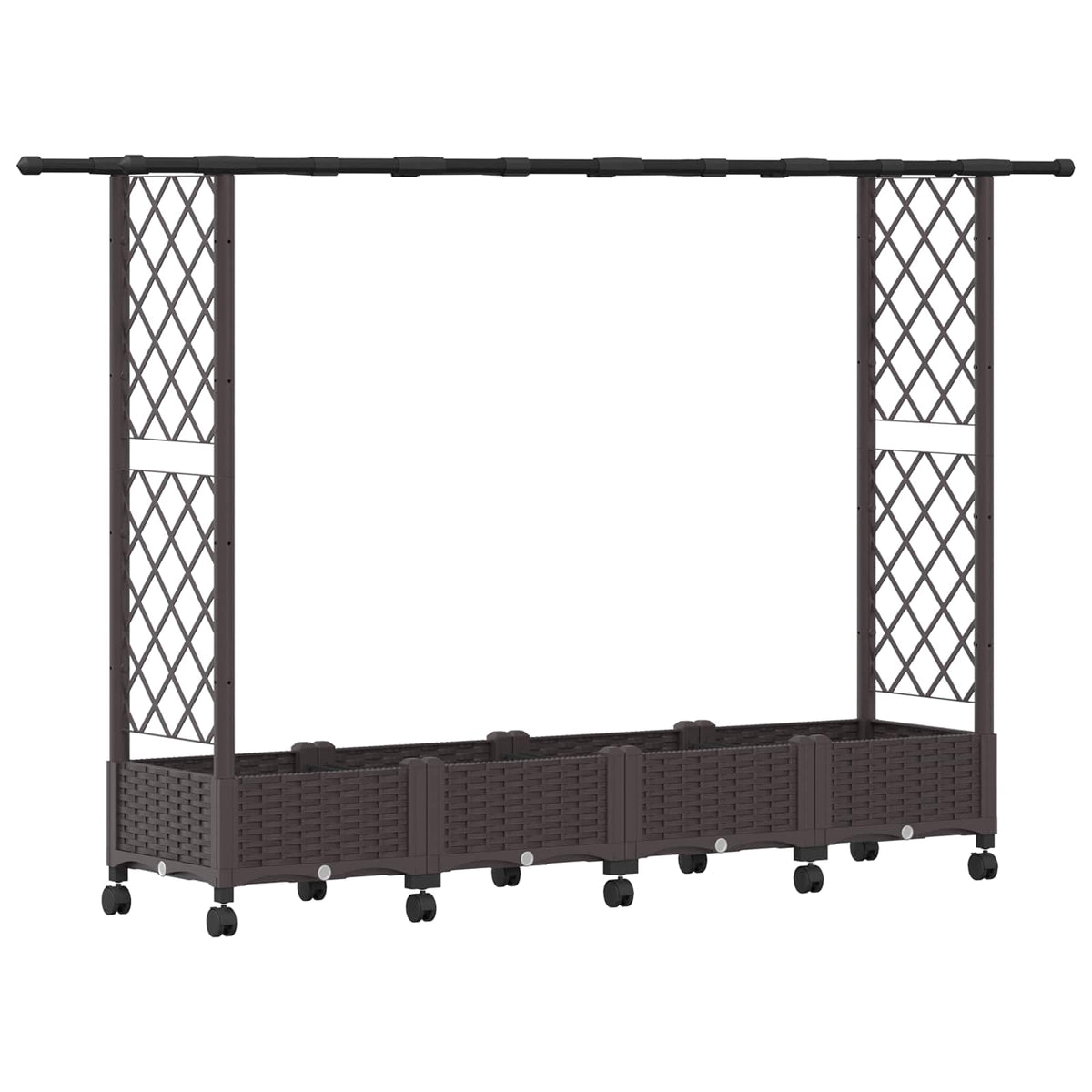 Cama Elevada Con Trellis Y Techo Marrón 203 X 40 X 127 Cm Pp_0