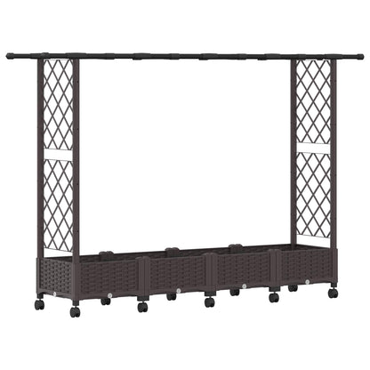 Cama Elevada Con Trellis Y Techo Marrón 203 X 40 X 127 Cm Pp_0