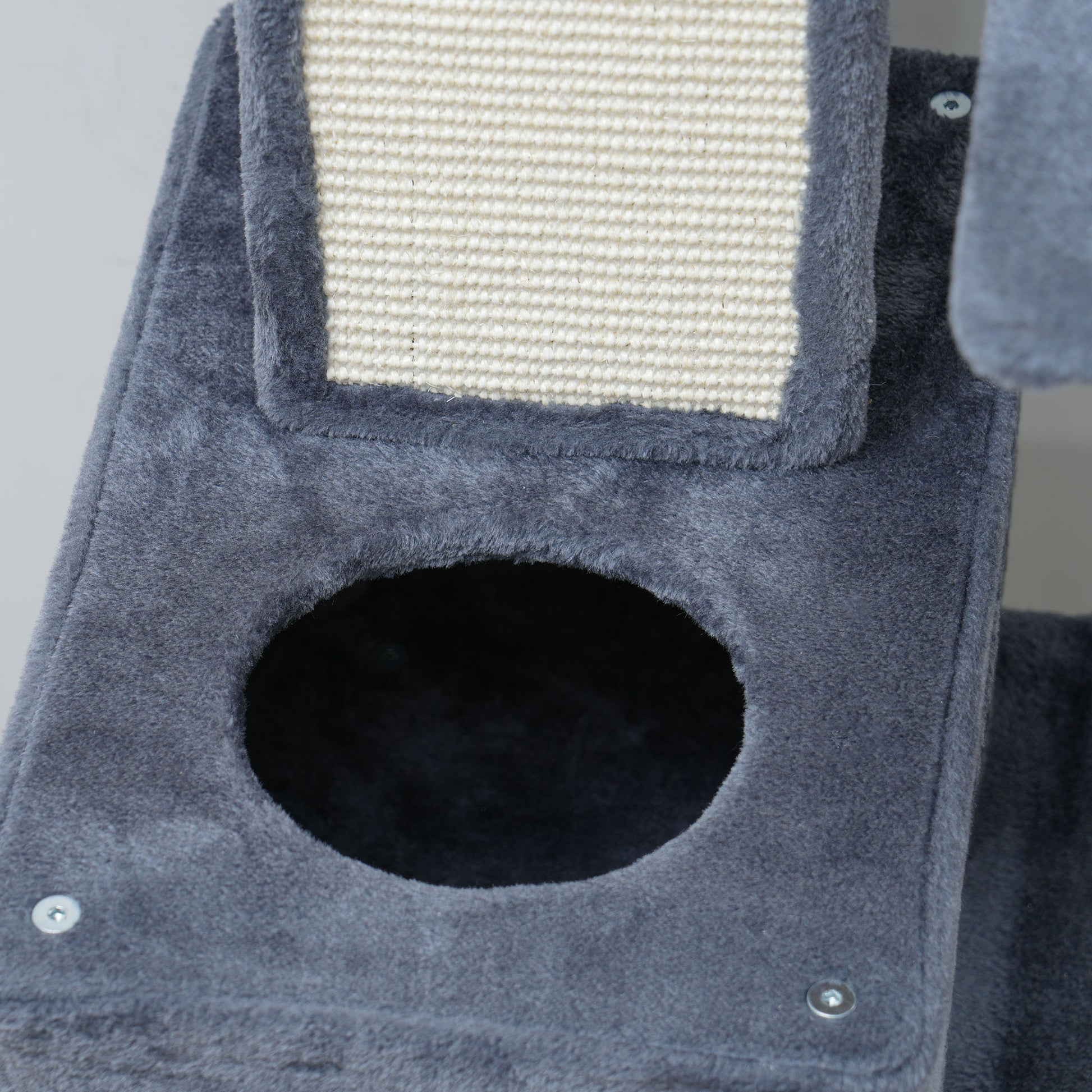 Pawhut Árbol Rascador Para Gatos Grande Altura 206 Cm Con Hamacas Gris Oscuro_3