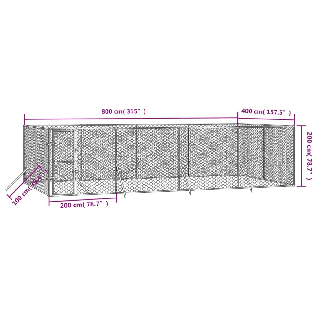 Vidaxl Perrera De Exterior Acero Galvanizado Plateado 8x4x2 M_3