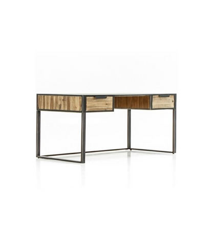 Mesa De Estudio 2 Cajones Modelo Ele Ho01d Acabado Envejecido, 140cm(ancho) 76cm(alto) 70cm(fondo)._0