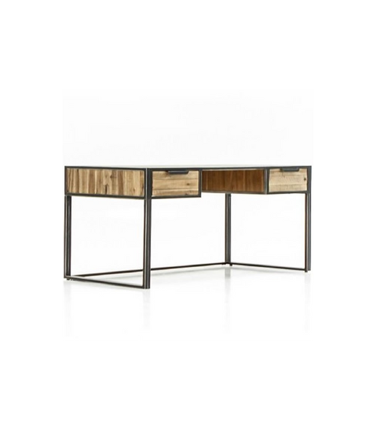 Mesa De Estudio 2 Cajones Modelo Ele Ho01d Acabado Envejecido, 140cm(ancho) 76cm(alto) 70cm(fondo)._0