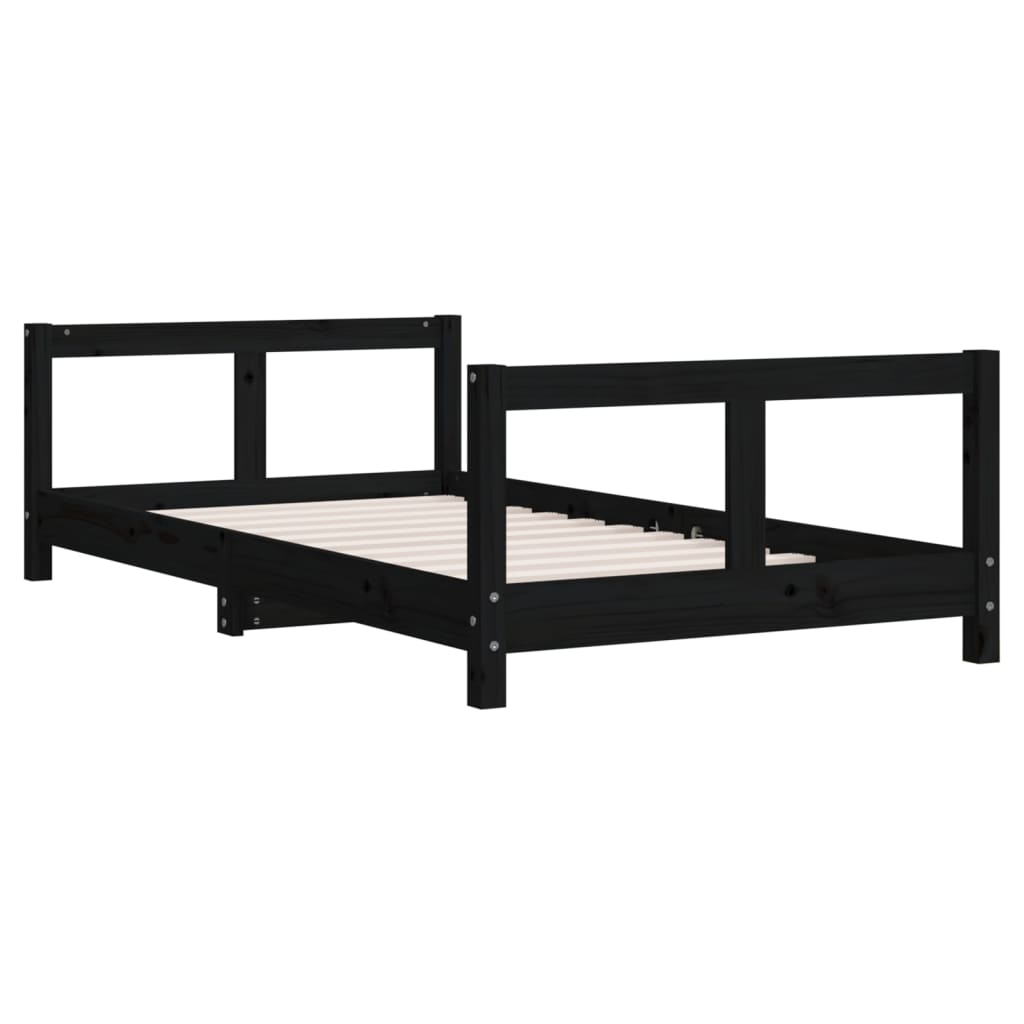 Estructura De Cama Para Niños Madera De Pino Negro 80x160 Cm / Vetonek_3