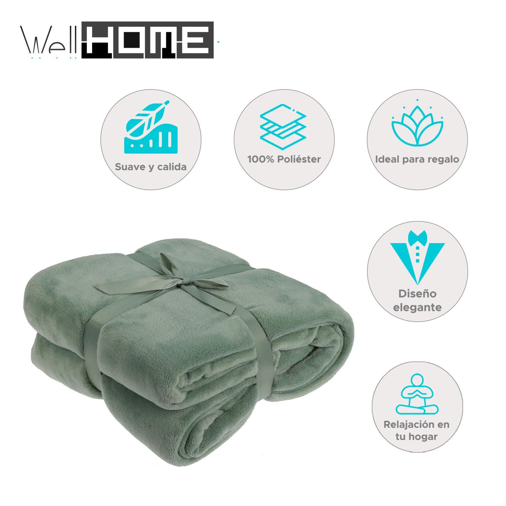 Well Home Manta Polar Coral De 250 Gsm, 100% Poliéster Color Verde Claro_1