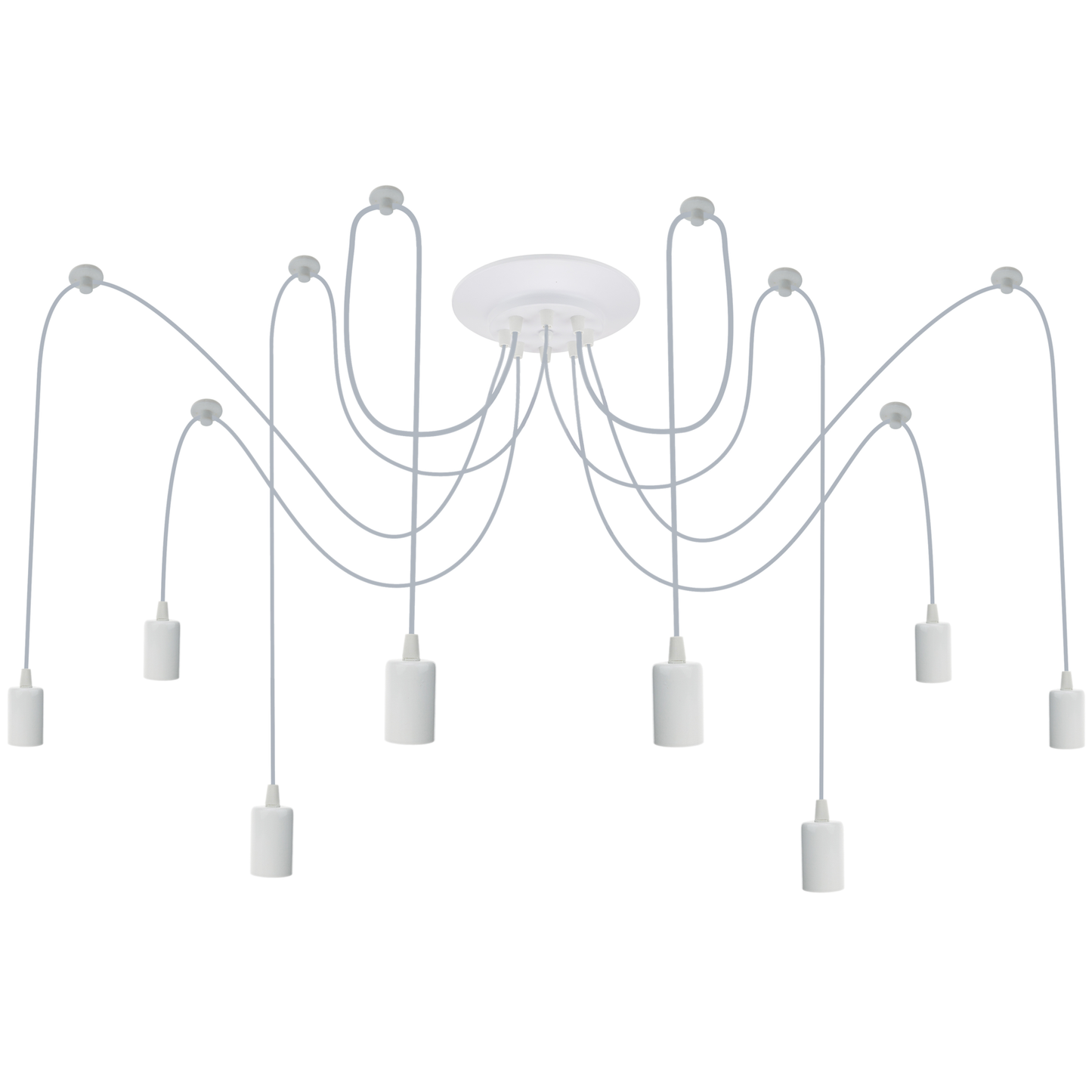 Lámpara Para 8 Bombillas De Rosca E27 Vintage Con Cable De 3m Blanco_0