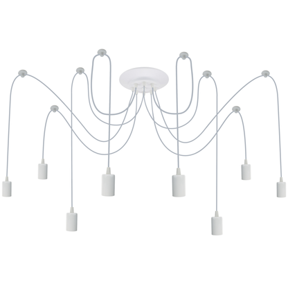Lámpara Para 8 Bombillas De Rosca E27 Vintage Con Cable De 3m Blanco_0