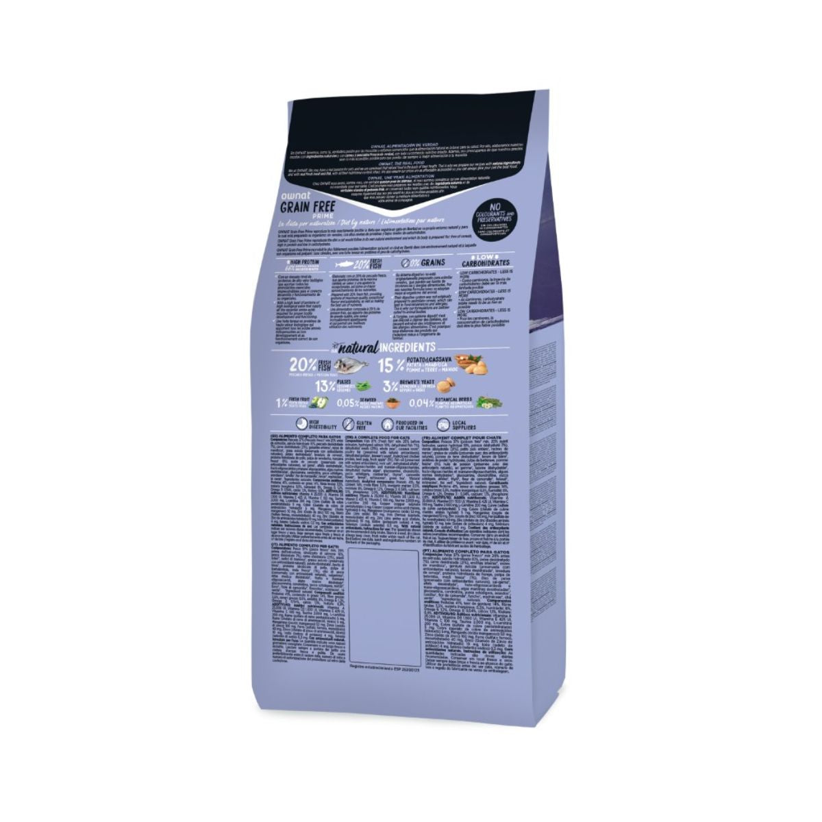 Ração Ownat Grain Free Prime Esterilizada para Peixes para Gatos Esterilizados 8 Kg