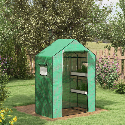 Outsunny Cubierta De Invernadero 140x73x190 Cm Con Ventana Anti-uv Verde_1