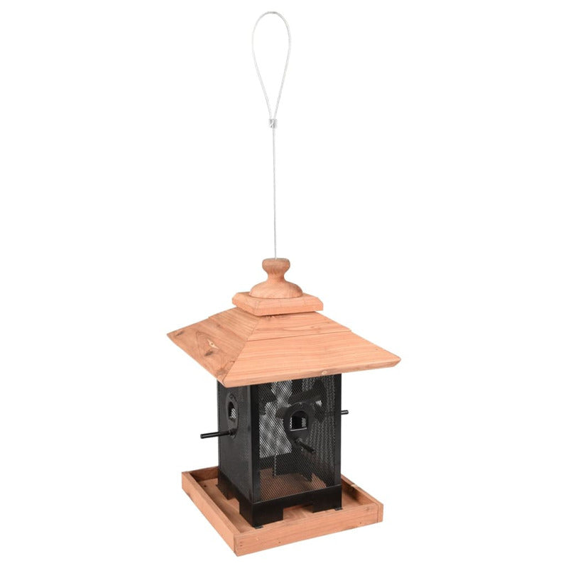 Flamingo Comedero Silo Para Pájaros Zulma Madera Negro Y Marrón 22 Cm_0