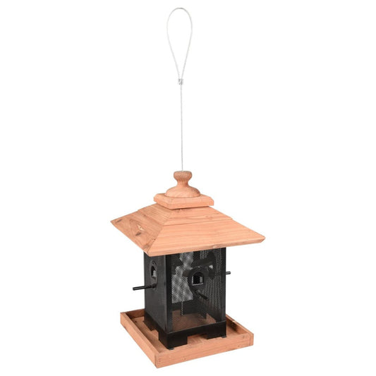 Flamingo Comedero Silo Para Pájaros Zulma Madera Negro Y Marrón 22 Cm_0
