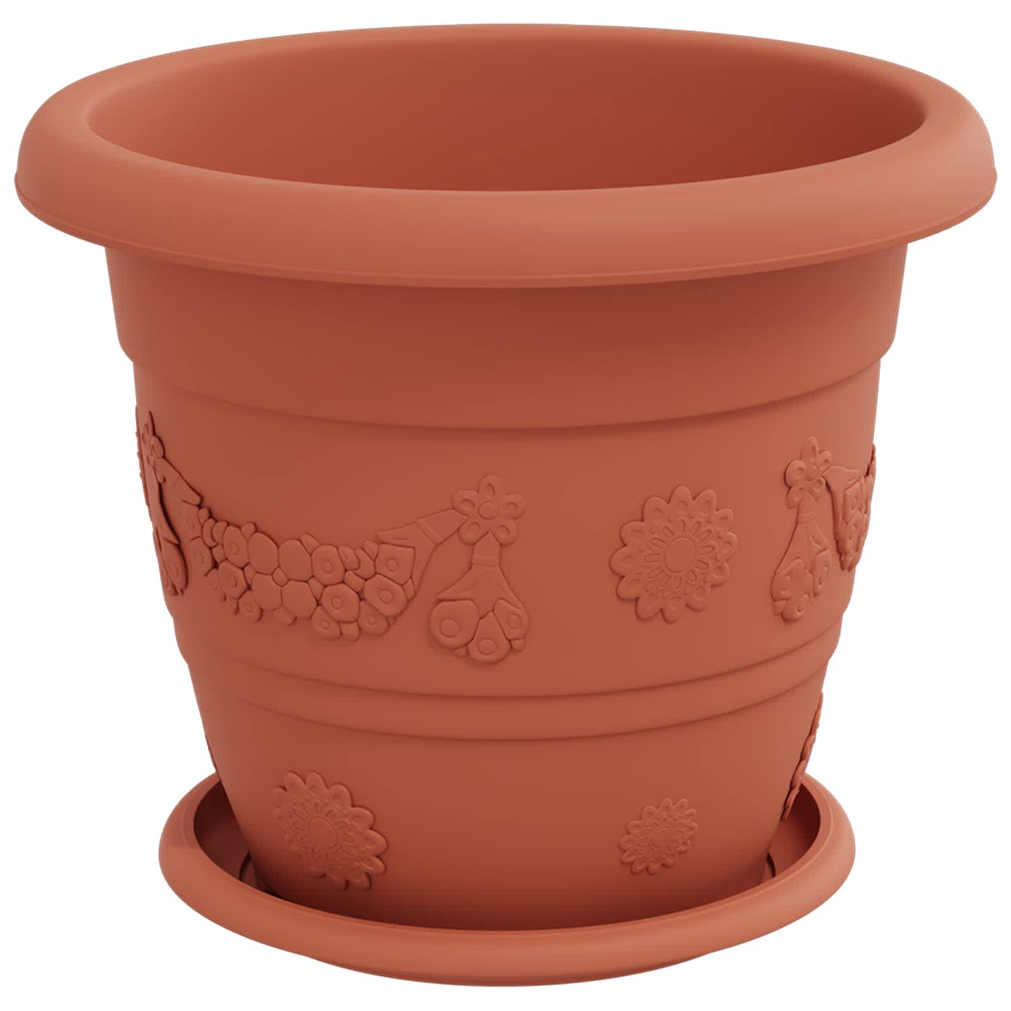 Macetas 6 Pcs Rojo Ladrillo Ø 26 X 21.5 Cm Plástico_4