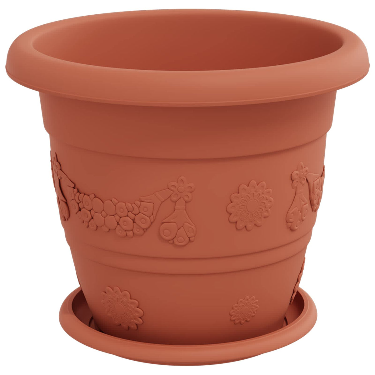 Macetas 24 Uds. Rojo Ladrillo Ø 26 X 21.5 Cm Plástico_4
