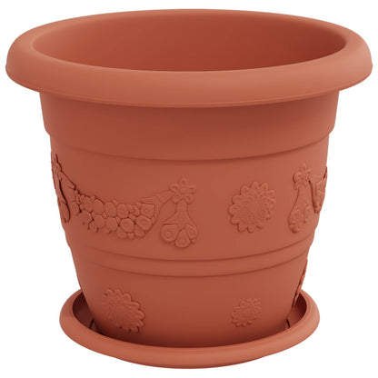 Macetas 6 Uds. Rojo Ladrillo Ø 26 X 21.5 Cm Plástico_4