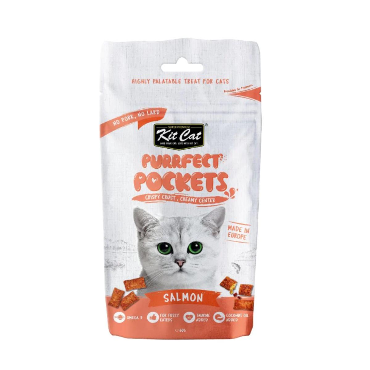 Kit Cat Purrfect Pockets - Salmão 60 g Snack para gatos