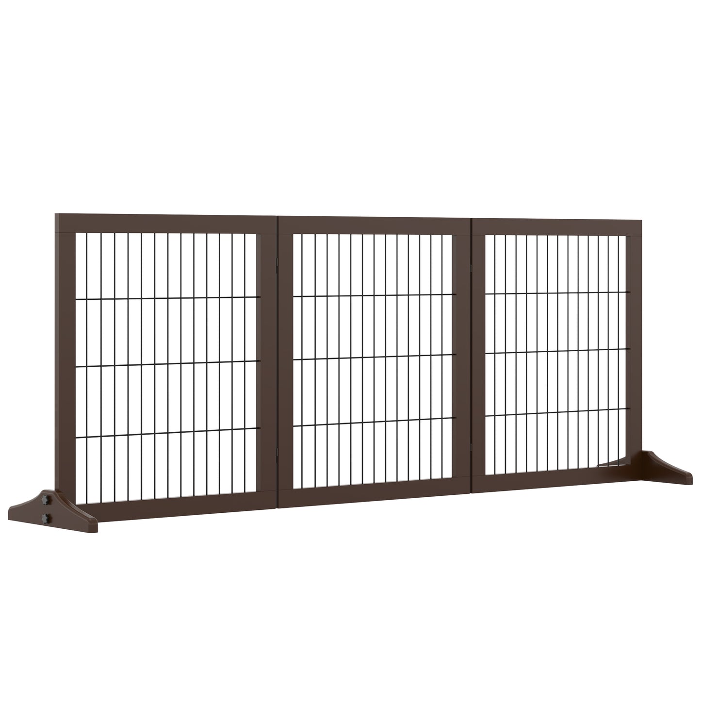 Pawhut Barrera Para Perros De 3 Paneles Con Patas De Apoyo 185x36x71 Cm Marrón_0