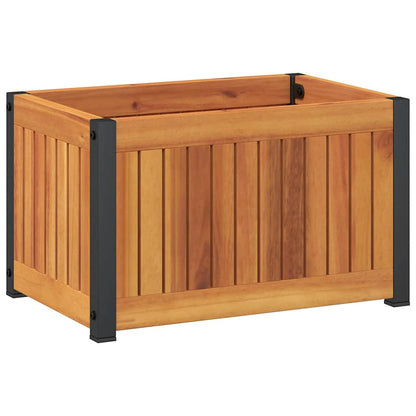 Jardinera De Madera Maciza De Acacia Y Acero 45x30x27,5 Cm_5