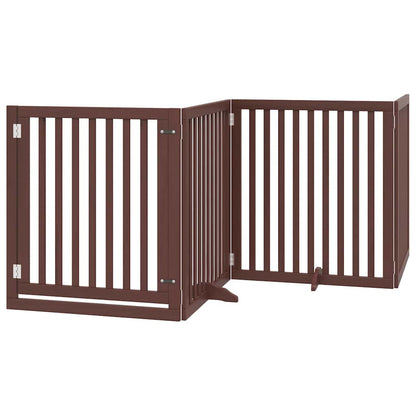 Vidaxl Puerta De Perros Plegable 8 Paneles Madera Álamo Marrón 640 Cm_0