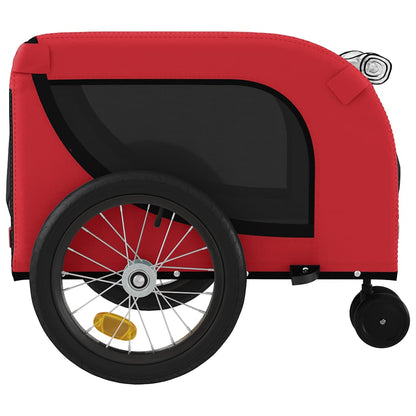 Remolque De Bicicleta Mascotas Hierro Tela Oxford Rojo Negro_5