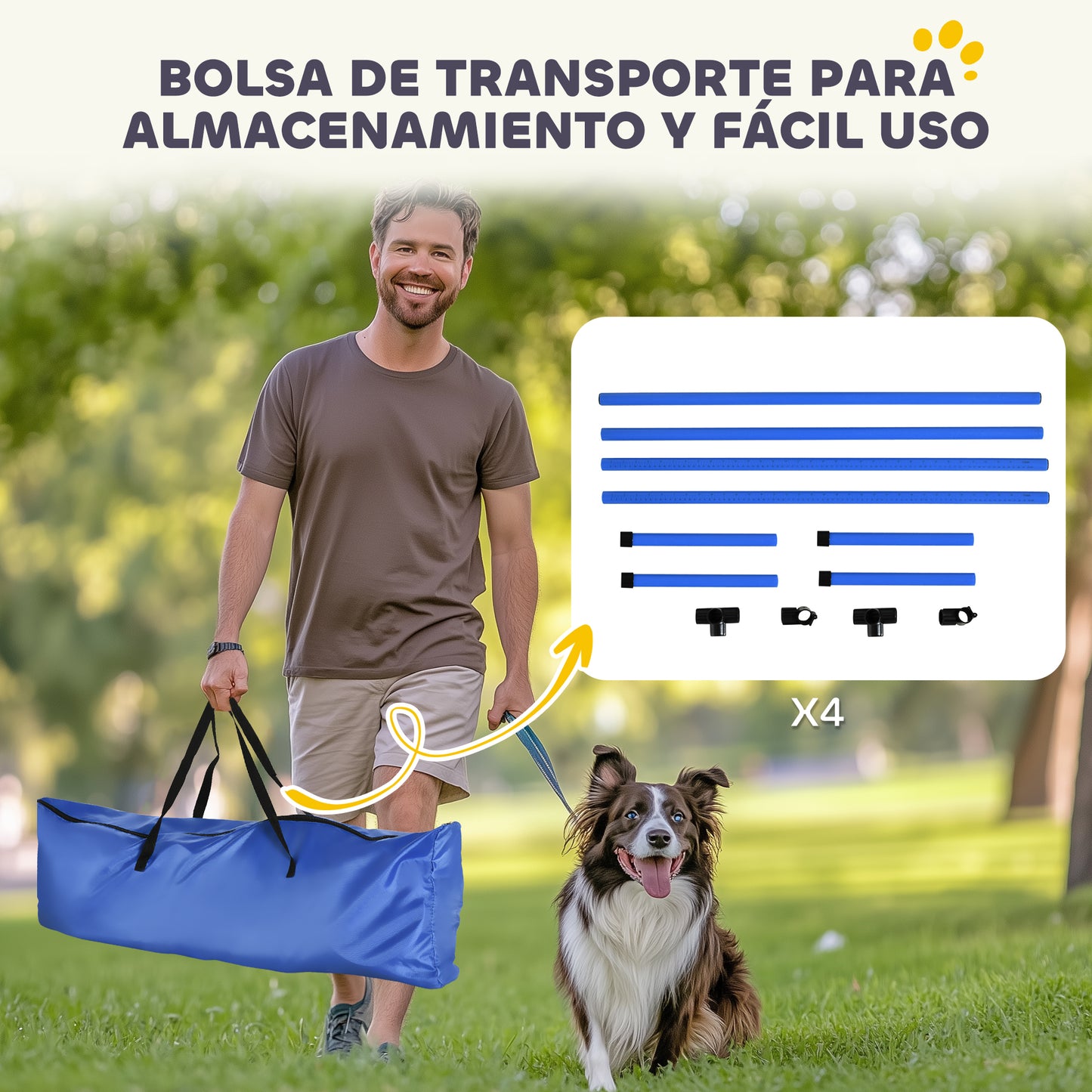Pawhut Set Entrenamiento Agilidad Perros 4 Vallas De Salto Con Altura Ajustable_5