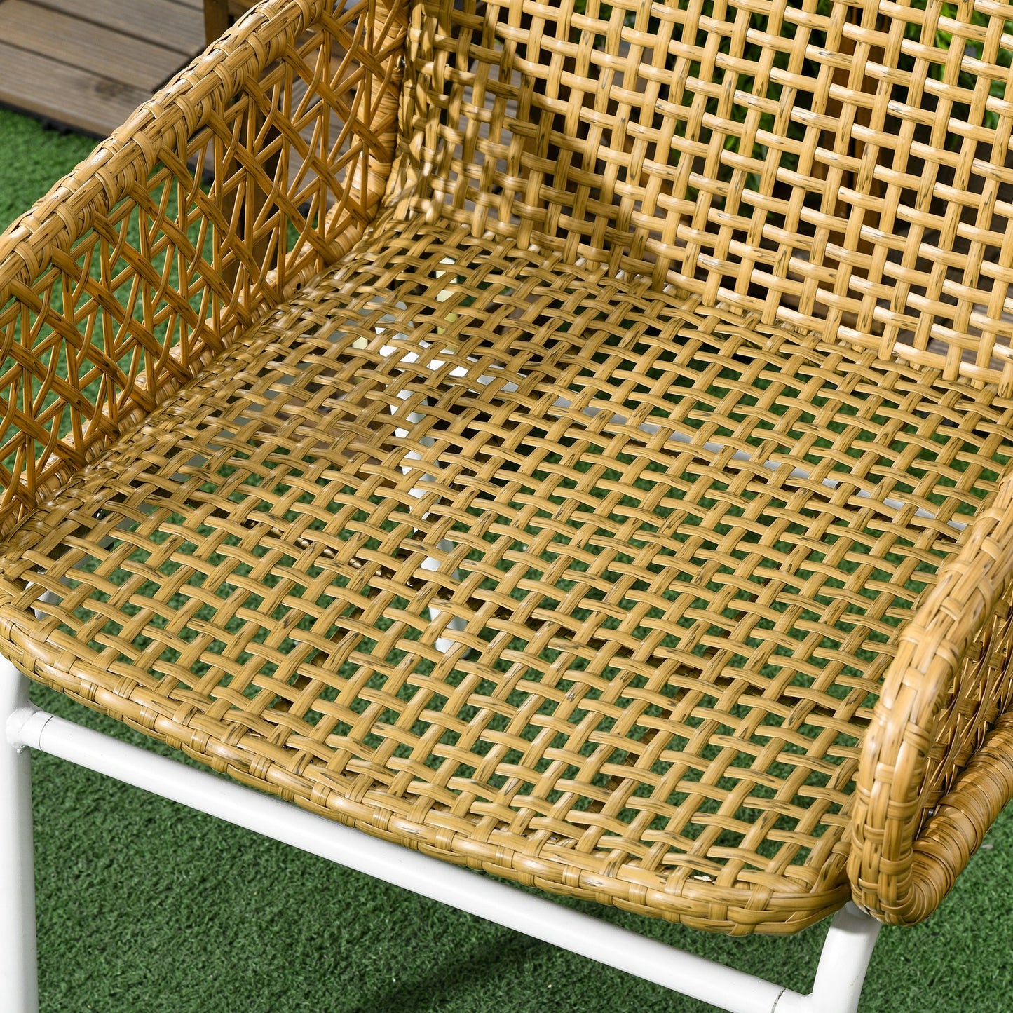 Outsunny Conjunto De Mesa Y Sillas De Jardín Exterior De 3 Piezas Natural_3