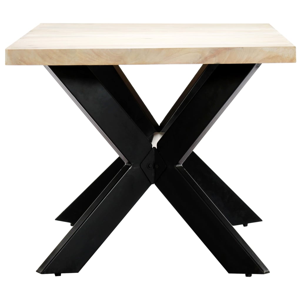 Mesa De Comedor Blanca 180x90x75 Cm Madera Maciza De Mango_1