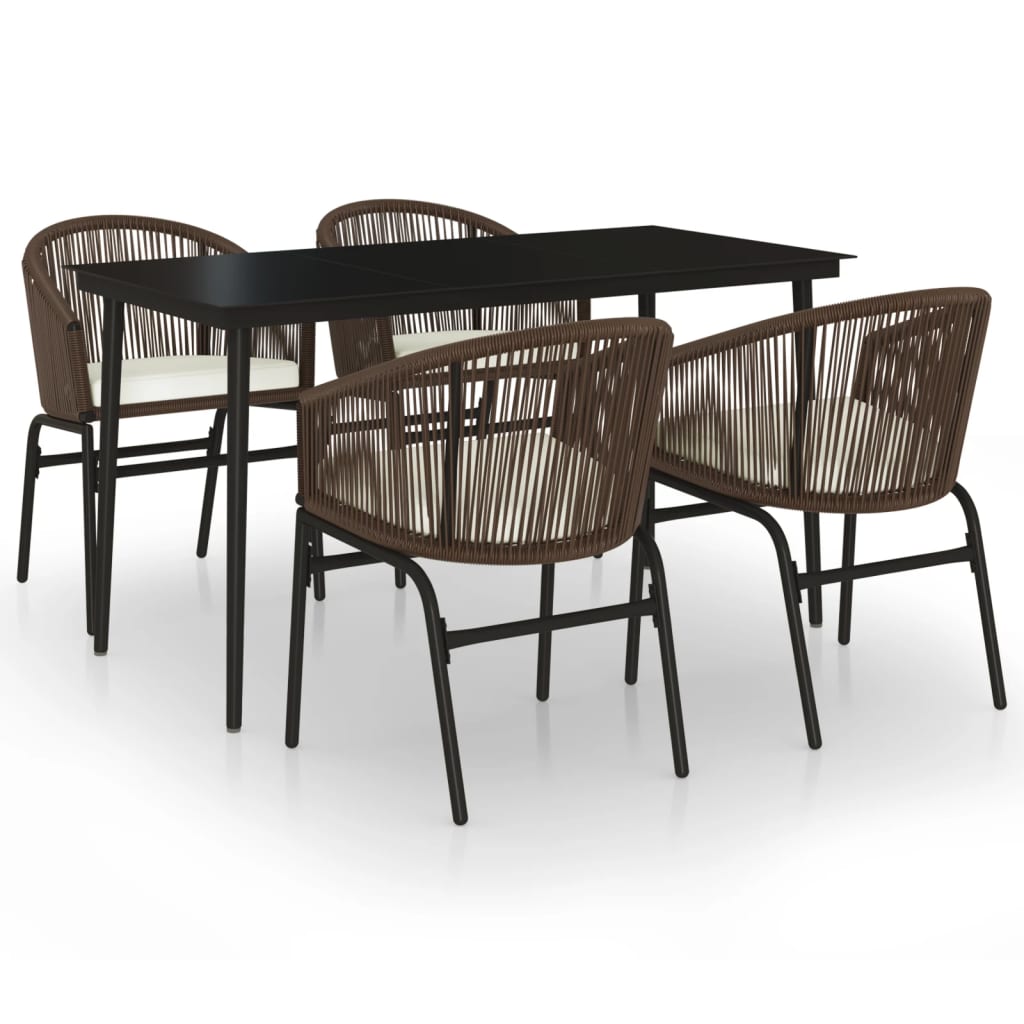 Juego De Comedor De Jardín 5 Piezas Con Cojines Marrón / Vetonek_3