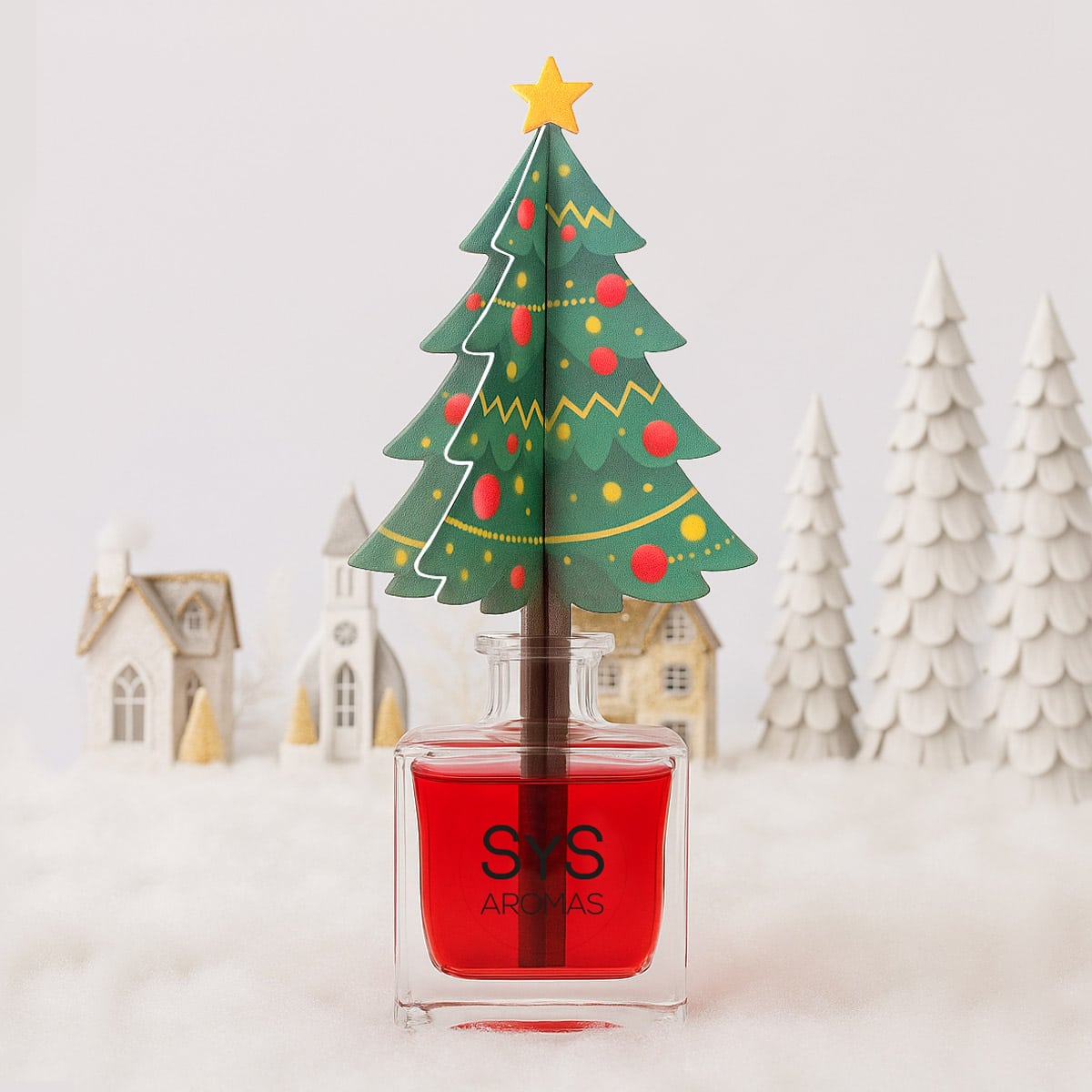 Difusor de Varillas Árbol Navidad Frutos Rojos 90 ml | Aroma Dulce y Frutal | Mikado Decorativo | Ambiente Navideño_1
