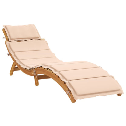 Tumbona Con Cojín Beige Madera Maciza De Acacia / Vetonek_4