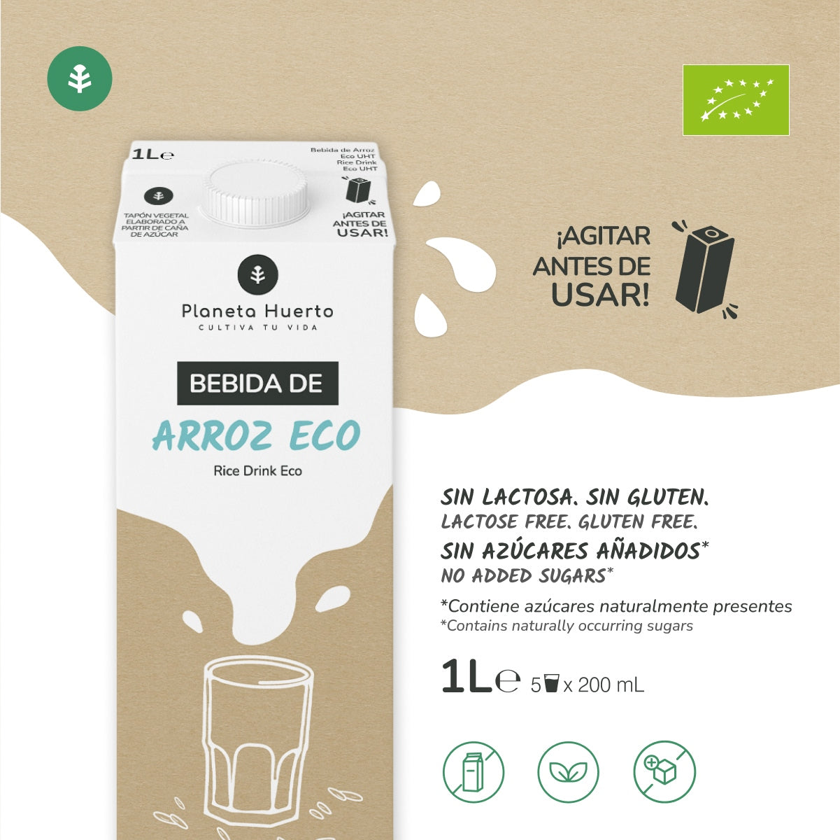 Pack de 6 Bebidas de Arroz Planeta Huerto Eco 1L