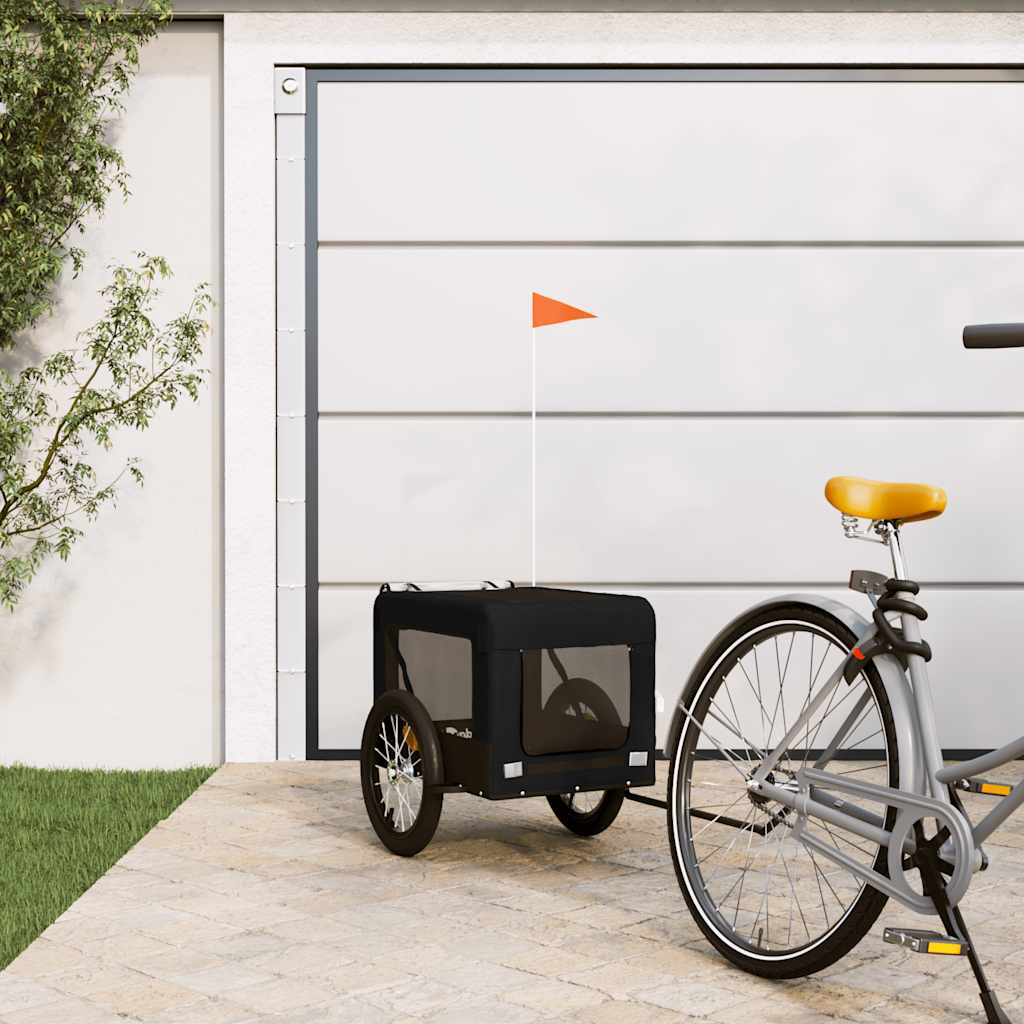 Remolque De Bicicleta Mascotas Hierro Tela Oxford Negro_1