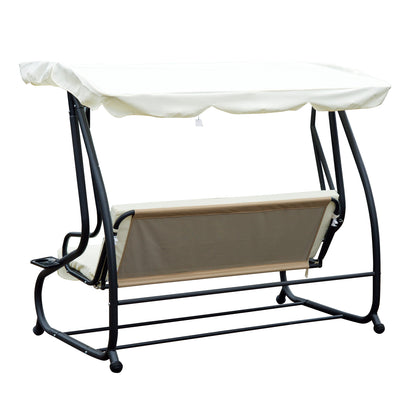 Outsunny Columpio Balancín Jardín Convertible En Cama Techo Ajustable Beige_3