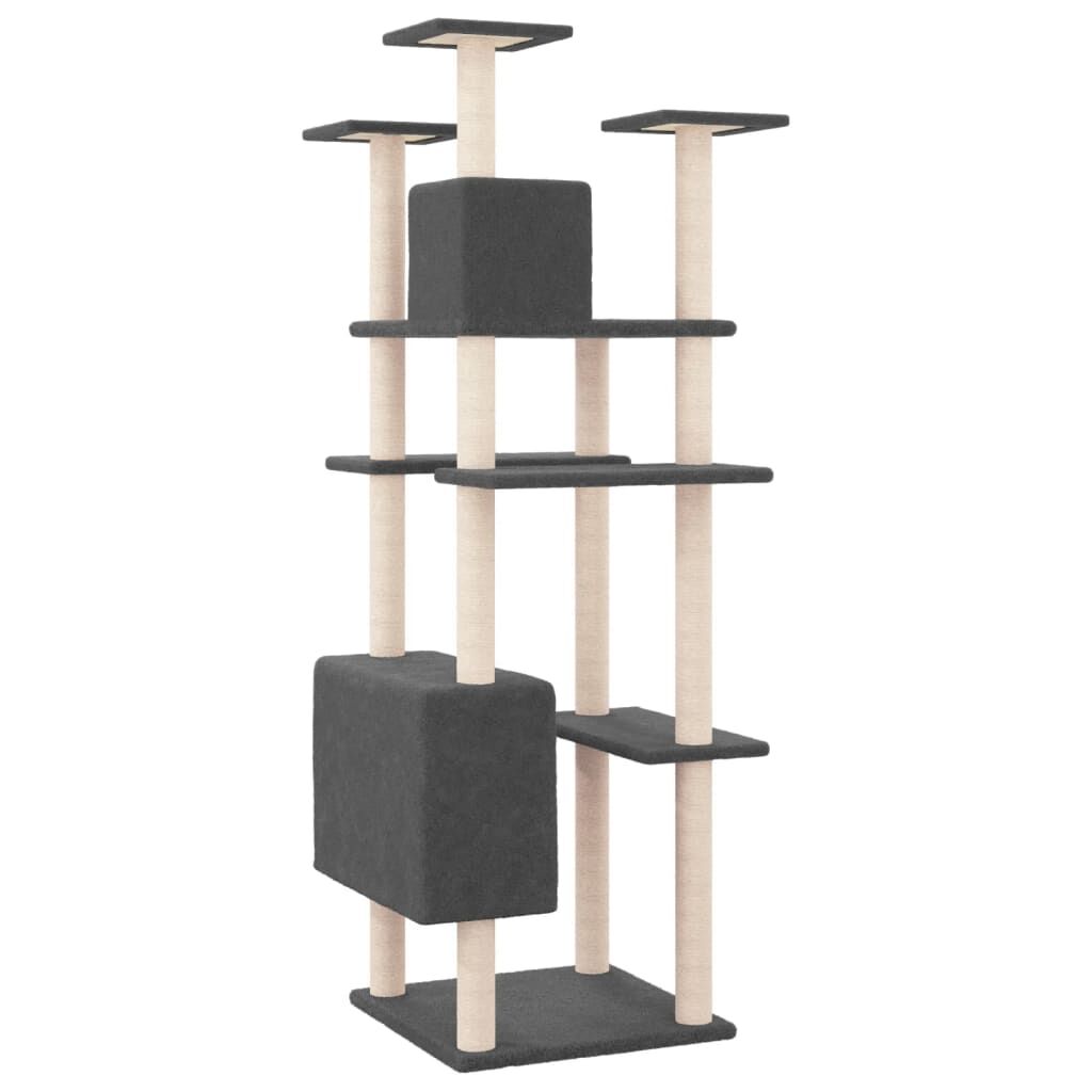 Vidaxl Rascador Para Gatos Con Postes De Sisal Gris Oscuro 162 Cm_4