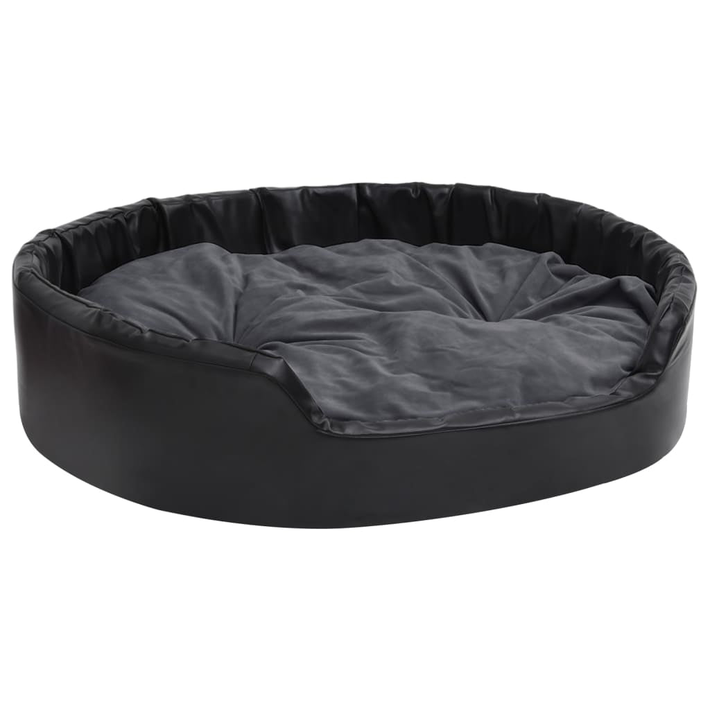 Vidaxl Cama De Perros Felpa Y Cuero Sintético Gris Oscuro 99x89x21 Cm_0