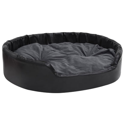 Vidaxl Cama De Perros Felpa Y Cuero Sintético Gris Oscuro 99x89x21 Cm_0