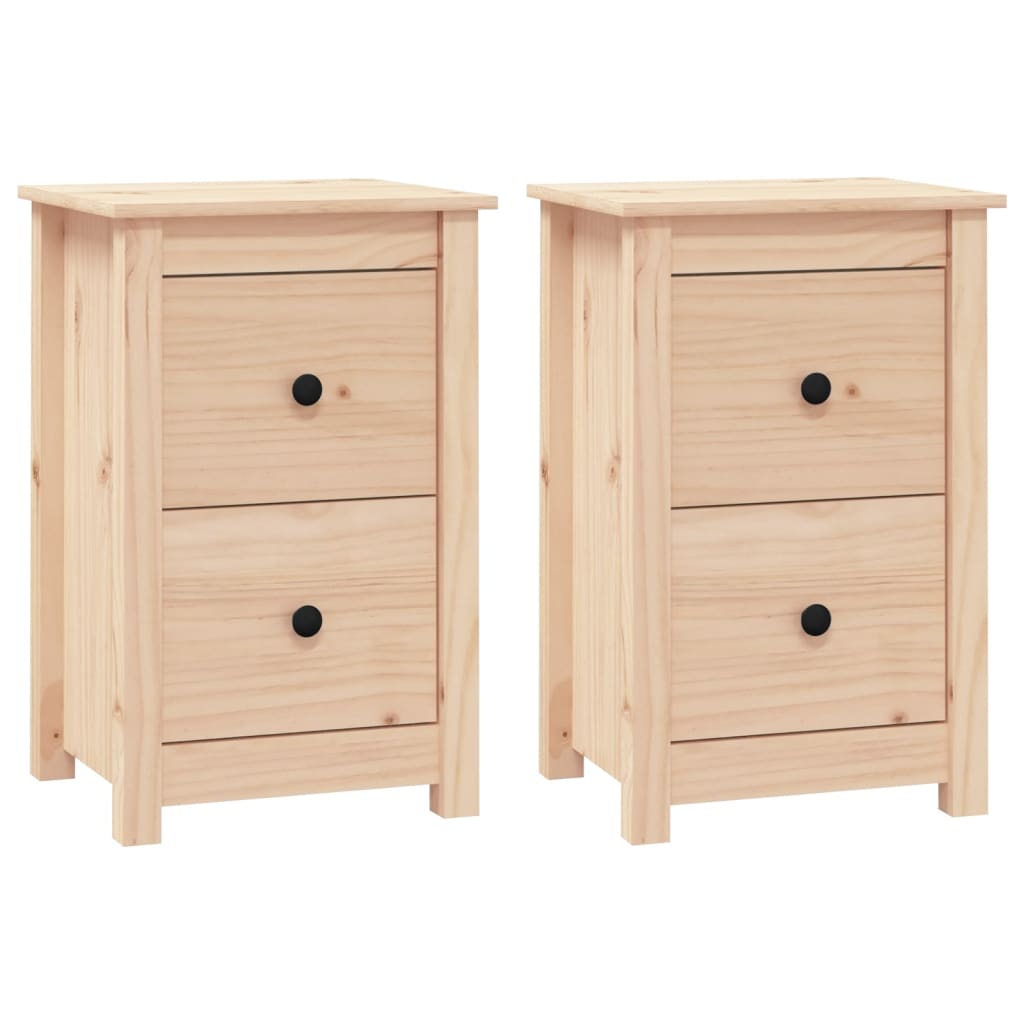 Mesitas De Noche 2 Uds Madera Maciza De Pino 40x35x61,5 Cm_0
